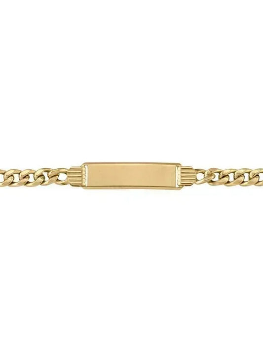 10, 14 Karat Yellow Gold Hollow Curb 5.4 mm Italian Mens Id Bracelet