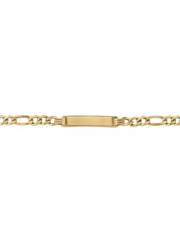 10, 14 Karat Yellow Gold Hollow Figaro 4.4 mm Italian Women's Id Bracelet