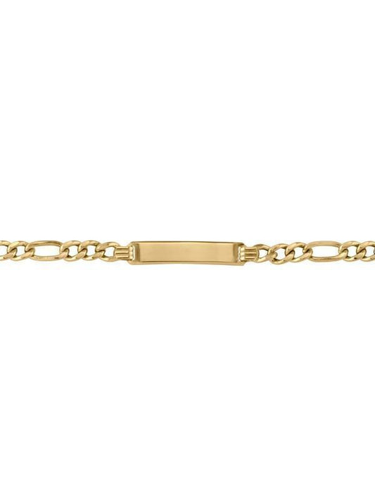 10, 14 Karat Yellow Gold Hollow Figaro 4.4 mm Italian Women's Id Bracelet