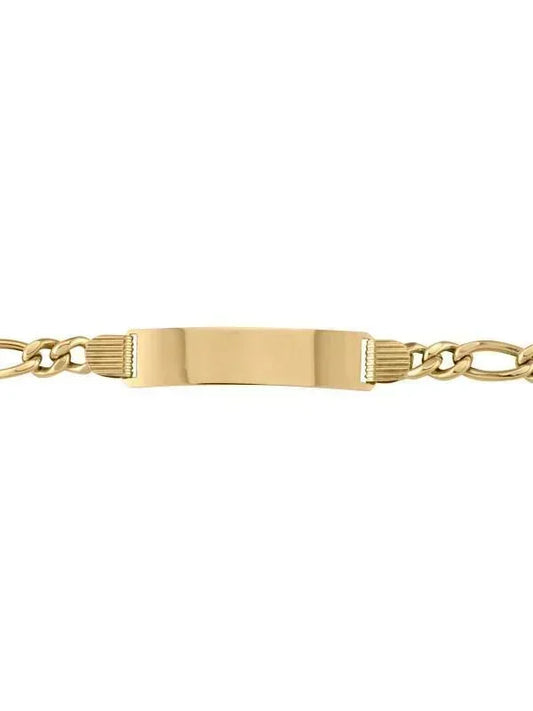 10, 14 Karat Yellow Gold Hollow Figaro 5.9 mm Italian Men's Id Bracelet