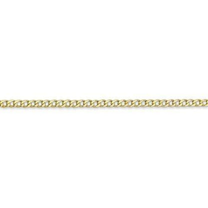 10k, 14k Yellow Gold Solid Open Link Curb 2.4 mm Italian Anklet