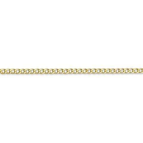 10k, 14k Yellow Gold Solid Open Link Curb 2.4 mm Italian Anklet