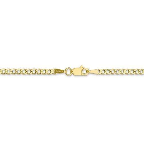 10k, 14k Yellow Gold Solid Open Link Curb 2.4 mm Italian Anklet
