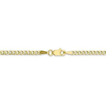 10k, 14k Yellow Gold Solid Open Link Curb 2.4 mm Italian Anklet