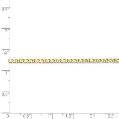 10k, 14k Yellow Gold Solid Open Link Curb 2.4 mm Italian Anklet