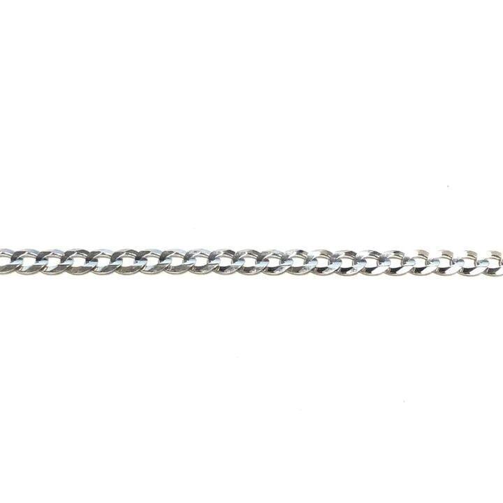 10k, 14k White Gold Solid Open Link Curb 3.0 mm Italian Anklet