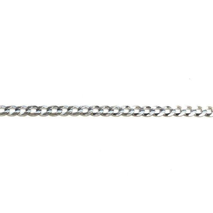 10k, 14k White Gold Solid Open Link Curb 3.0 mm Italian Anklet
