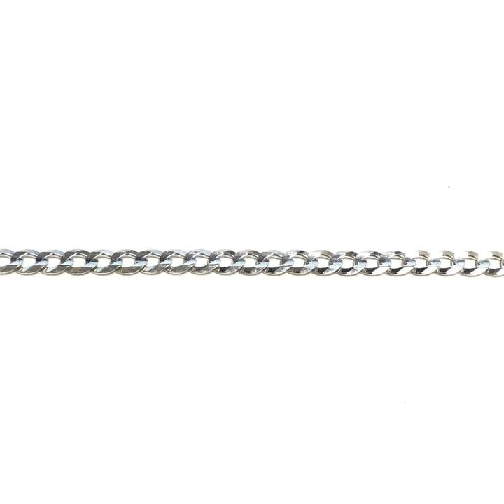 10k, 14k White Gold Solid Open Link Curb 3.0 mm Italian Anklet