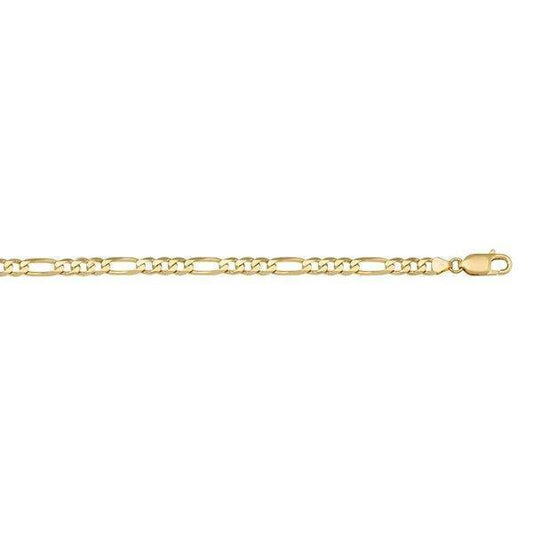 10k, 14k Yellow Gold Figaro Link 2.4 mm Italian Anklet