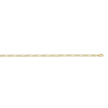10k, 14k Yellow Gold Figaro Link 2.4 mm Italian Anklet