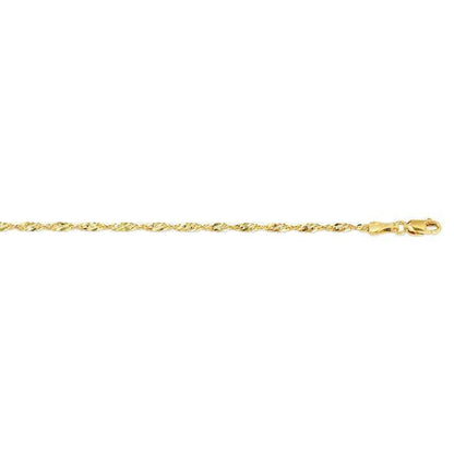 10k Yellow Gold 2.3 mm Singapore Italian Anklet
