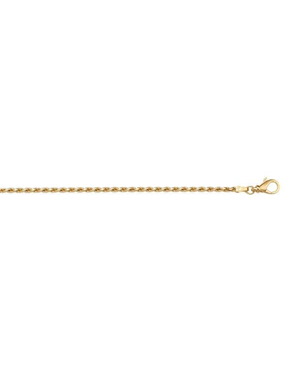 10k, 14k Yellow Gold Solid Diamond Cut Rope 1.3 mm Italian Anklet