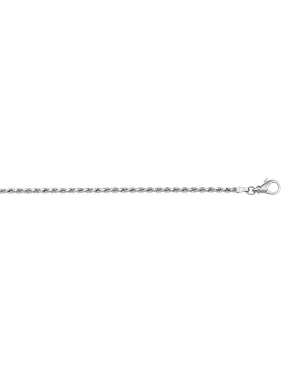 10k, 14k White Gold Solid Diamond Cut Rope 1.3 mm Italian Anklet