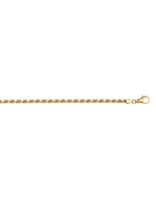 10k, 14k Yellow Gold Solid Diamond Cut Rope 1.8 mm Italian Anklet