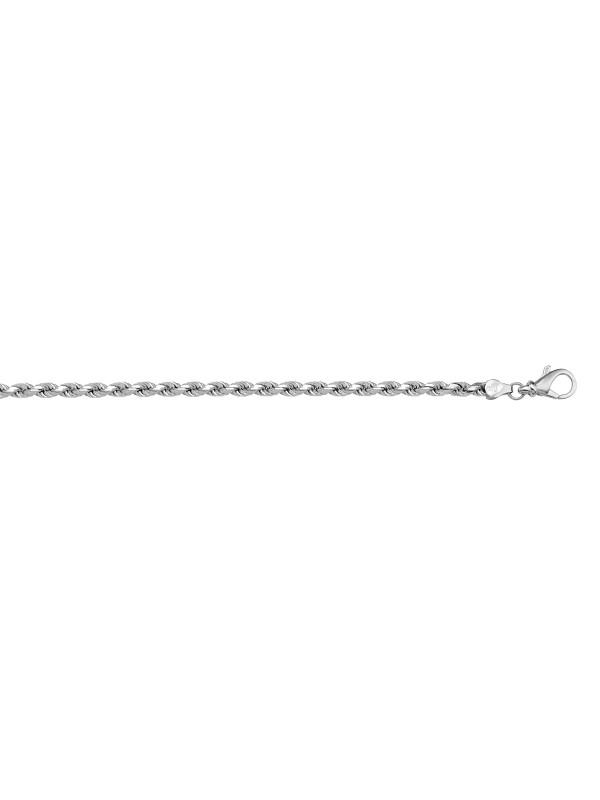 10k, 14k White Gold Solid Diamond Cut Rope 1.8 mm Italian Anklet