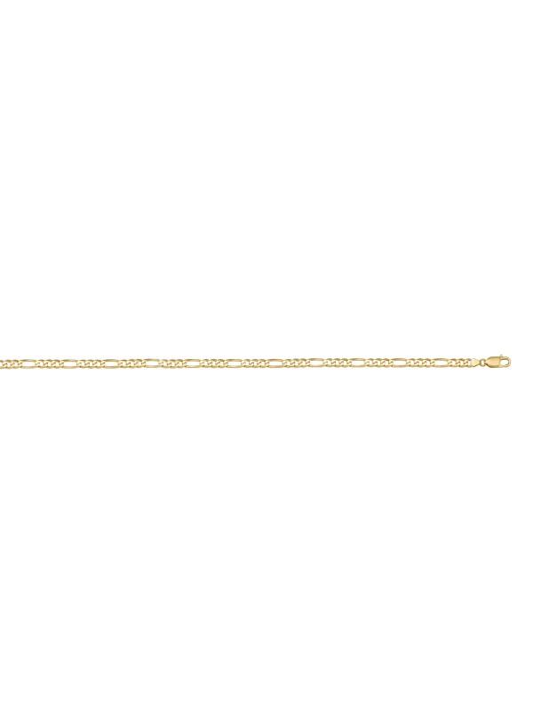 10, 14, 18 Karat Yellow Gold Figaro Link 2.4 mm Italian Bracelet
