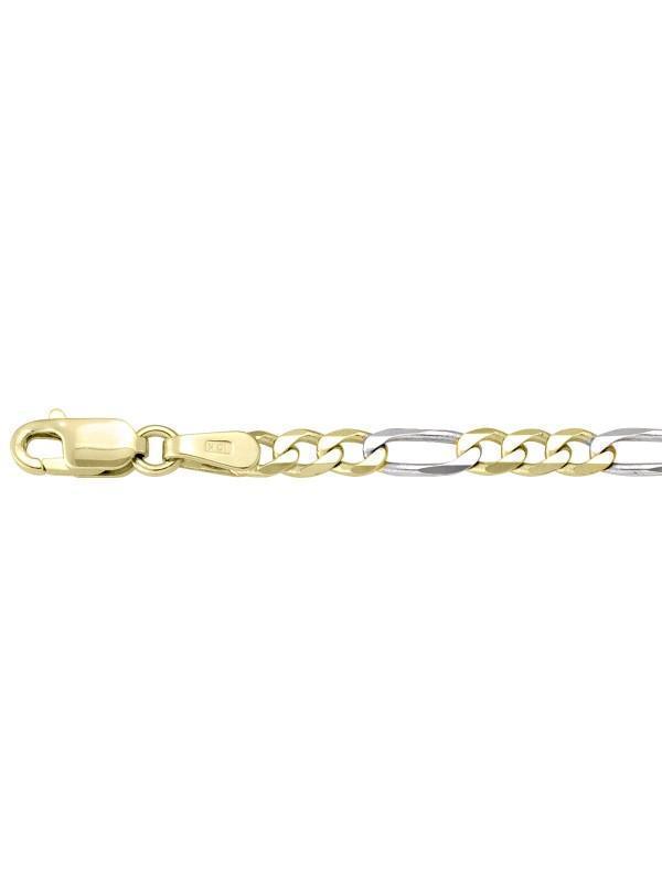10k, 14k Two Tone Figaro Link 3.1 mm Italian Gold Chain