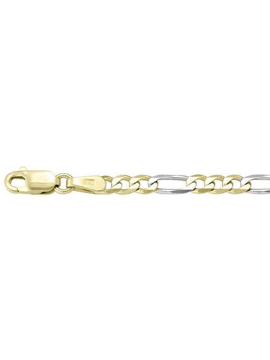 10k, 14k Two Tone Figaro Link 3.1 mm Italian Gold Chain