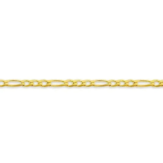 10, 14 Karat Yellow Gold Figaro Link 3.1 mm Italian Bracelet