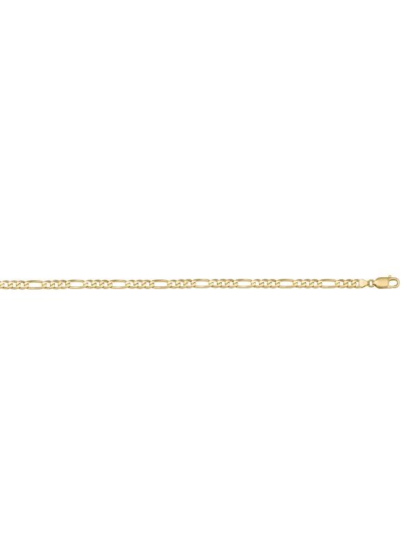 10, 14, 18 Karat Yellow Gold Figaro Link 3.1 mm Italian Bracelet