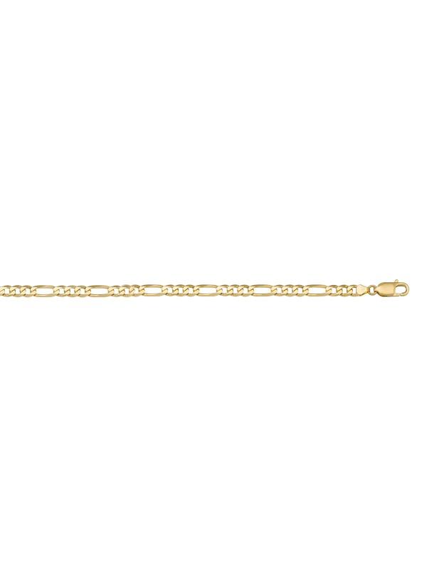 10, 14, 18 Karat Yellow Gold Figaro Link 3.9 mm Italian Bracelet