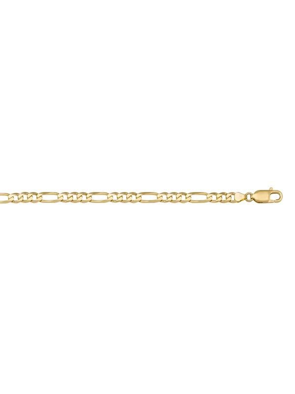 10k, 14k, 18k Yellow Gold Figaro Link 5.1 mm Italian Bracelet