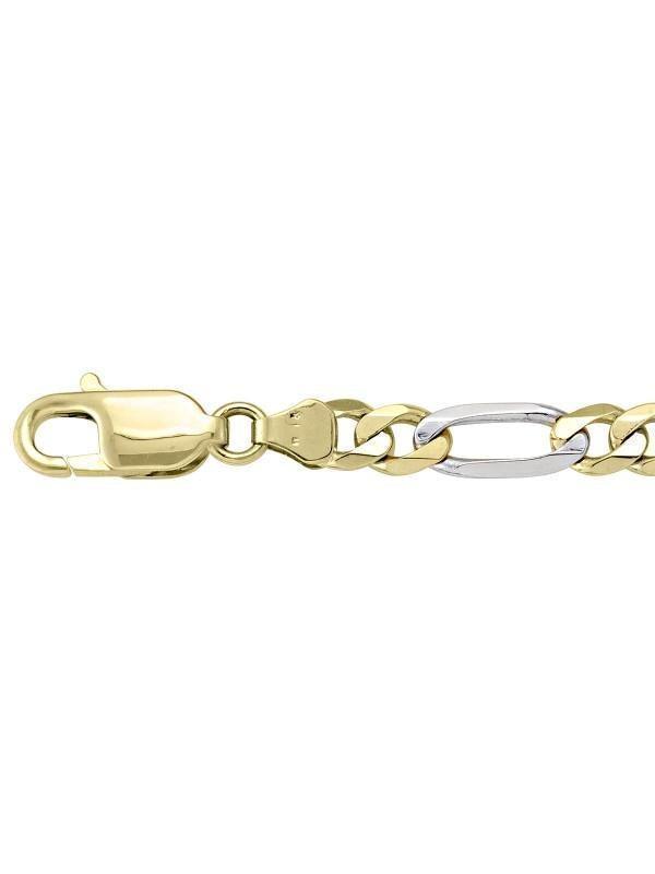 10k, 14k Two Tone Figaro Link 5.7 mm Italian Gold Bracelet