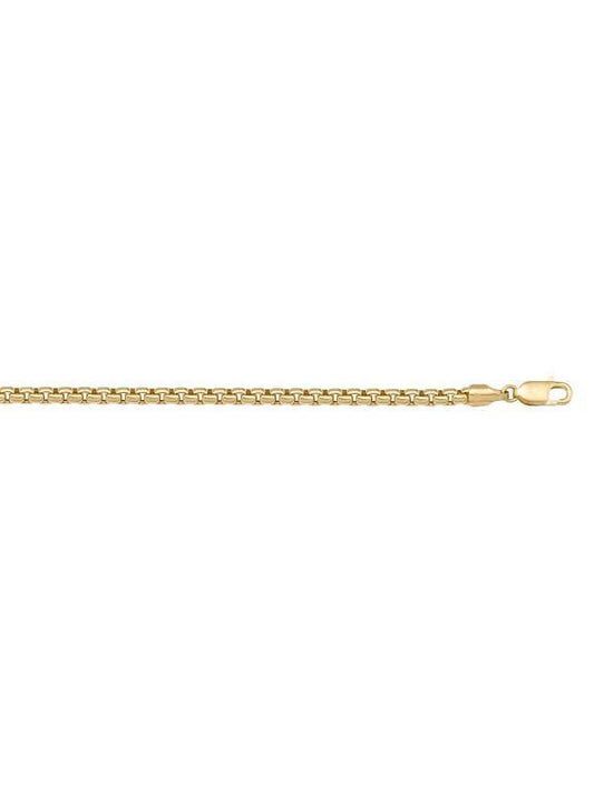10k, 14k Yellow Gold Hollow Box 2.5 mm Italian Chain
