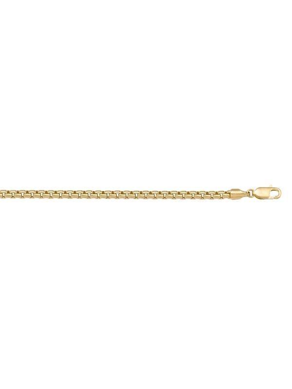 10k, 14k Yellow Gold Hollow Box 2.5 mm Italian Bracelet