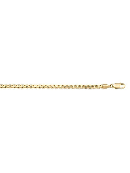 10k, 14k Yellow Gold Hollow Box 2.5 mm Italian Bracelet