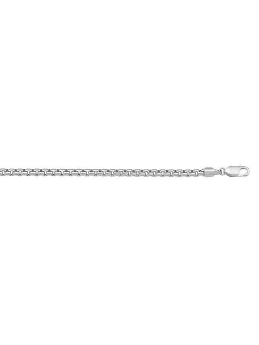 10k, 14k White Gold Hollow Box 2.5 mm Italian Chain