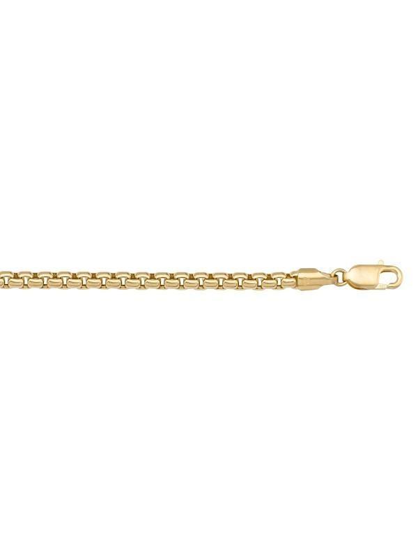 10k, 14k Yellow Gold Hollow Box 3.6 mm Italian Bracelet