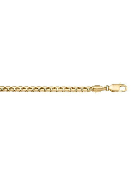 10k, 14k Yellow Gold Hollow Box 3.6 mm Italian Bracelet
