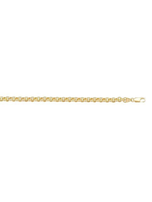 10k, 14k Yellow Gold Hollow Rolo 3.8 mm Italian Chain