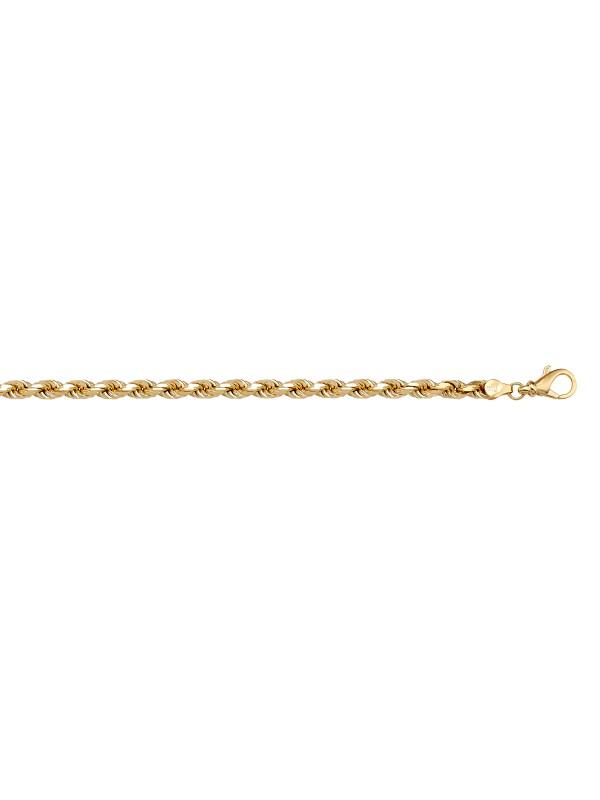 10, 14, 18 Karat Yellow Gold Solid Diamond Cut Rope 2.3 mm Italian Bracelet