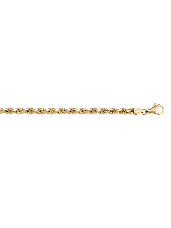 10, 14, 18 Karat Yellow Gold Solid Diamond Cut Rope 2.7 mm Italian Bracelet