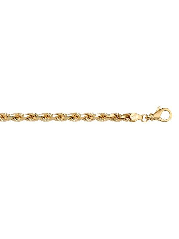 10k, 14k, 18k Yellow Gold Solid Diamond Cut Rope 3.5 mm Italian Bracelet