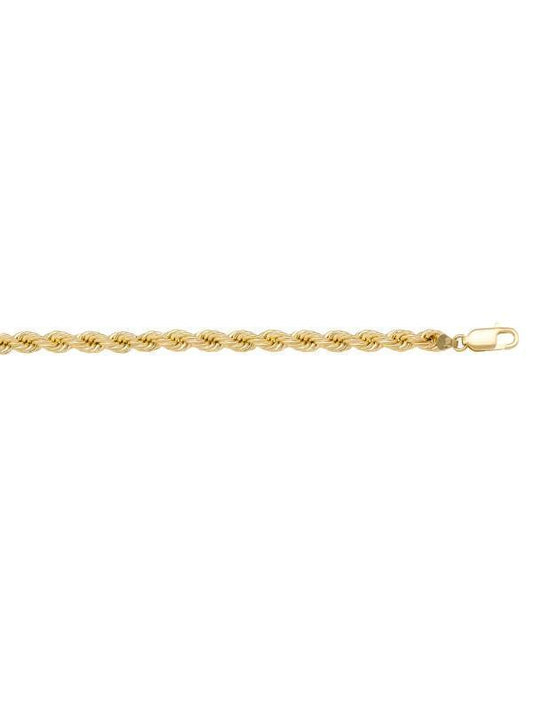 10k, 14k Yellow Gold Hollow Rope 3.0 mm Italian Chain