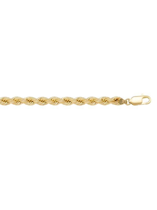 10k, 14k, 18k Yellow Gold Hollow Rope 4.0 mm Italian Chain