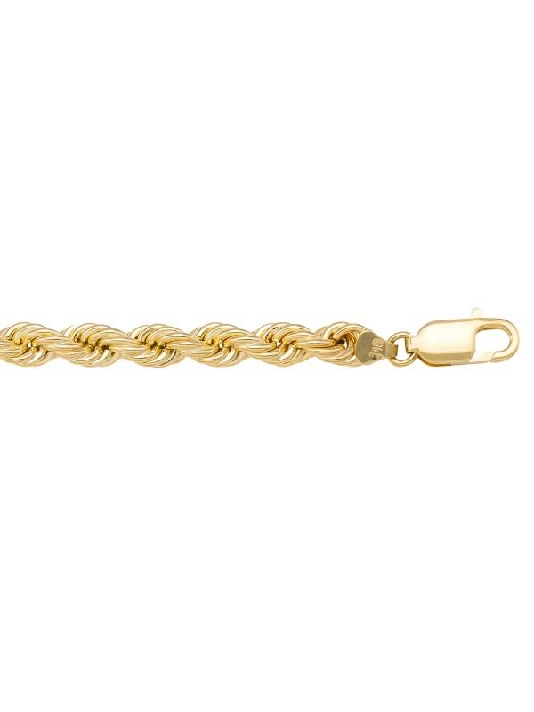 10k, 14k, 18k Yellow Gold Hollow Rope 8.0 mm Italian Chain