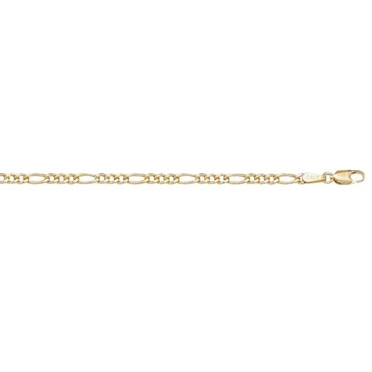 10k, 14k Yellow Gold Hollow Figaro 3.4 mm Italian Chain