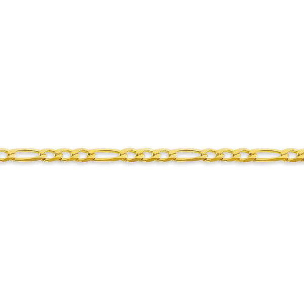 10, 14, 18 Karat Yellow Hollow Figaro 3.7 mm Italian Bracelet