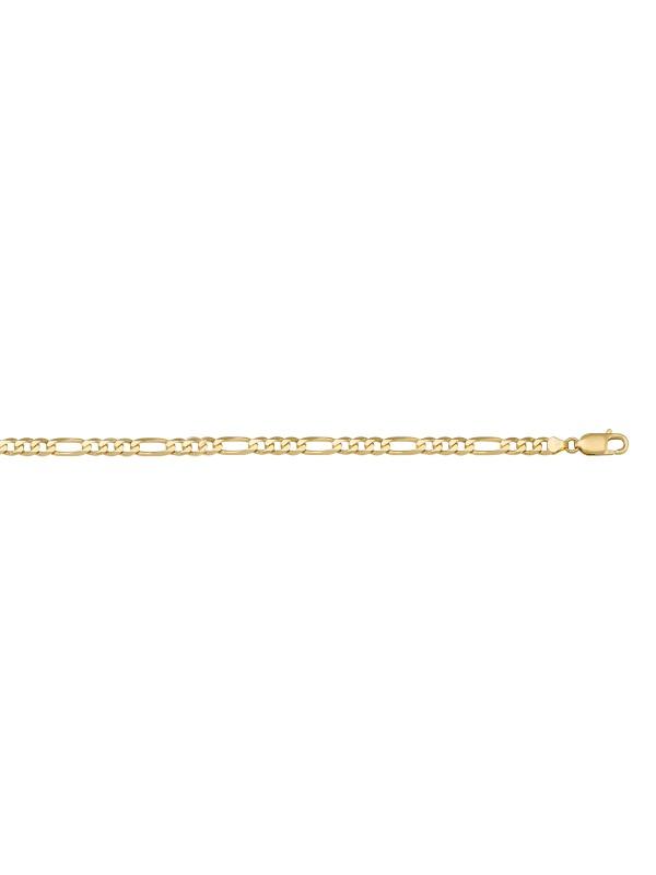 10k, 14k Yellow Gold Hollow Figaro 3.7 mm Italian Chain