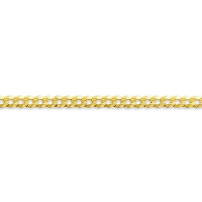 10, 14 Karat Yellow Gold Hollow Curb 3.0 mm Italian Bracelet
