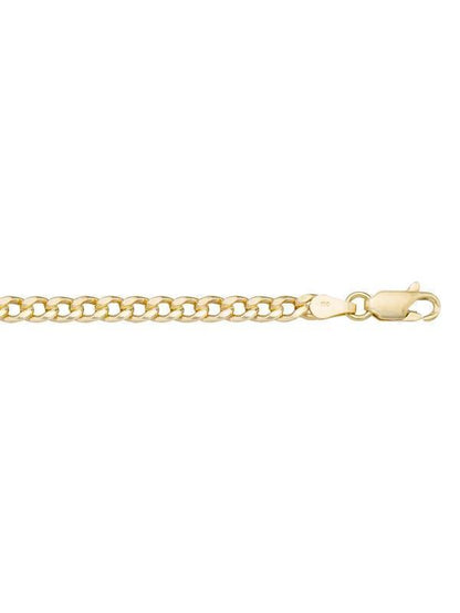 10, 14 Karat Yellow Gold Hollow Curb 3.0 mm Italian Bracelet