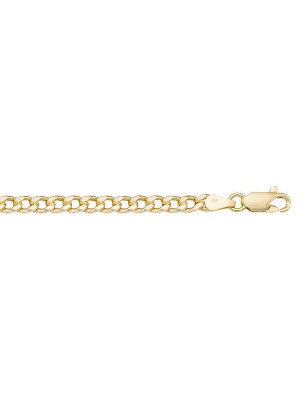 10, 14, 18 Karat Yellow Gold Hollow Curb 3.0 mm Italian Bracelet