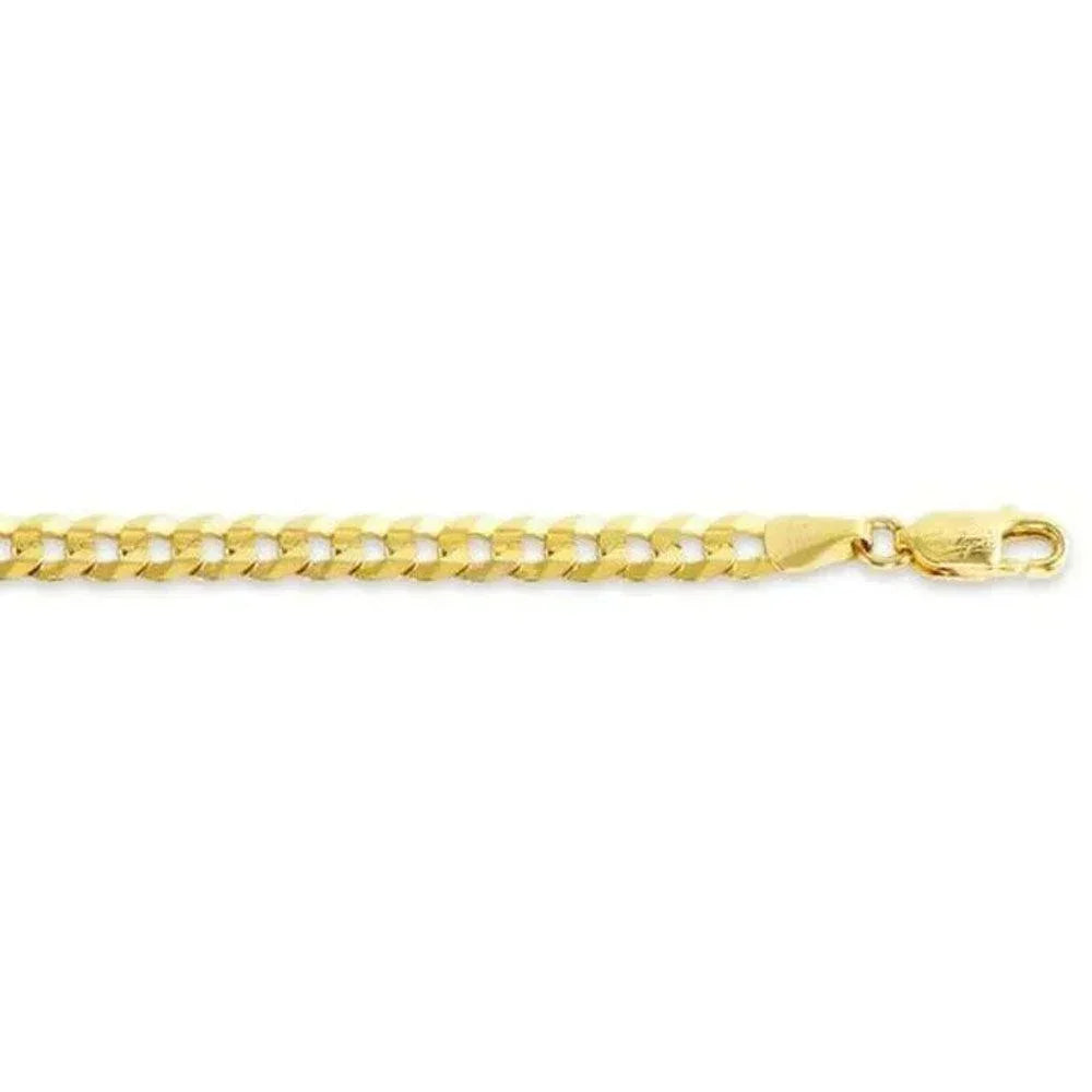 10, 14 Karat Yellow Hollow Curb 3.5 mm Italian Bracelet