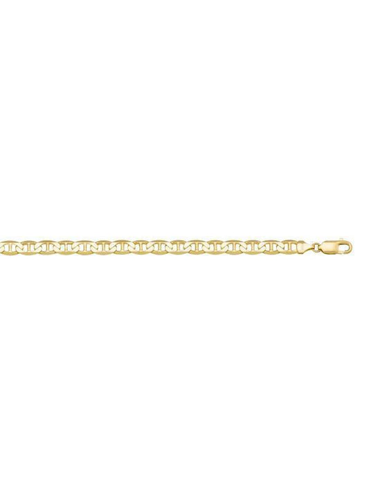 10, 14 Karat Yellow Hollow Flat Anchor 3.8 mm Italian Bracelet