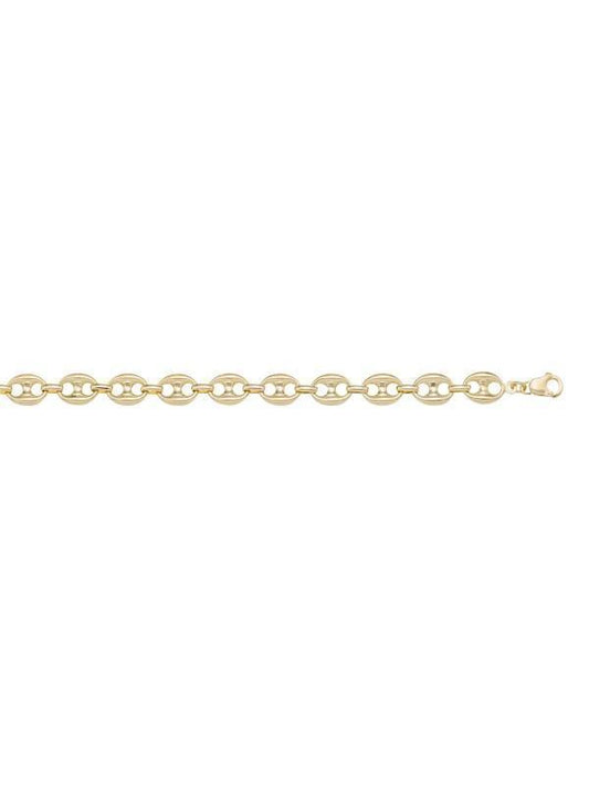 10, 14 Karat Yellow Gold Hollow Puffed Anchor 5.0 mm Italian Bracelet