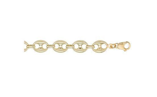 10, 14 Karat Yellow Gold Hollow Puffed Anchor 11.0 mm Italian Bracelet